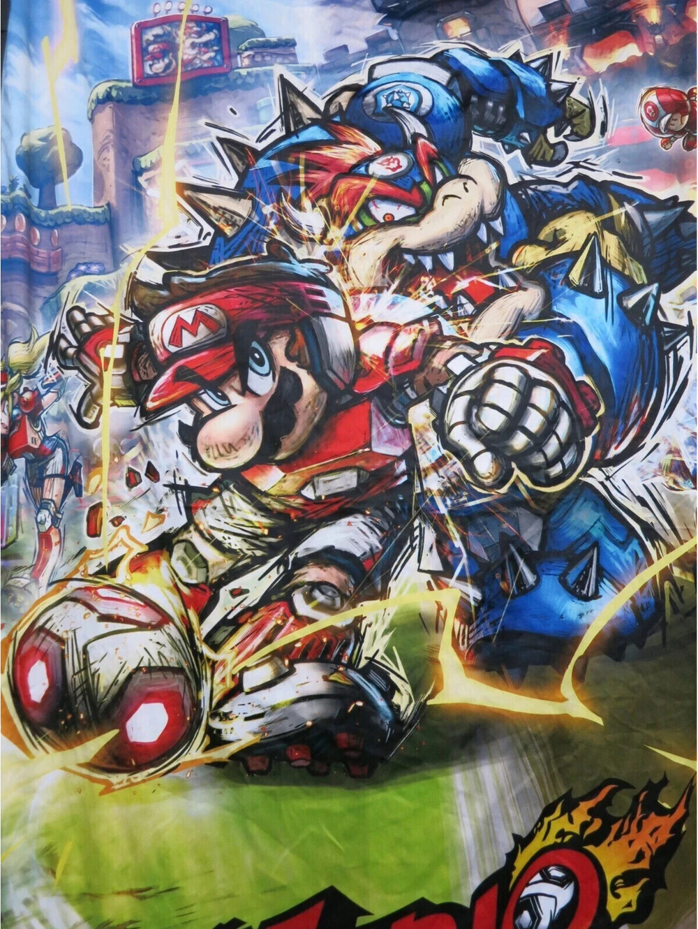 Mario Strikers Battle League Switch Cloth/Fabric GameStop Promo Poster (7FTx4FT)